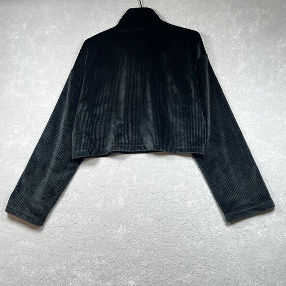 Fabletics Plush Rib Cropped Sweatshirt Wide Leg Pants Matching Set Size ML Black - Picture 8 of 16